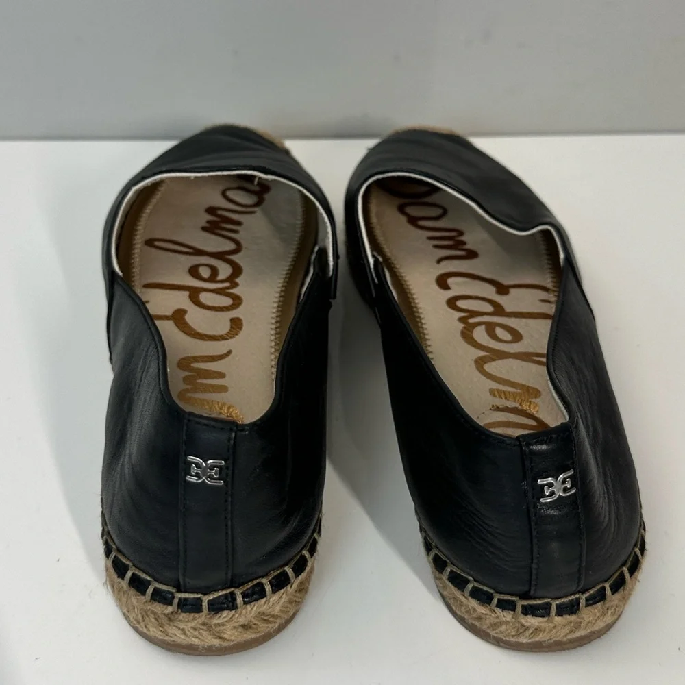 Sam Edelman Kesia Black Leather Espadrille Flats Size 10
